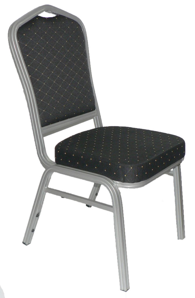 Banquet Chair, Black with Silver Aluminium Frame