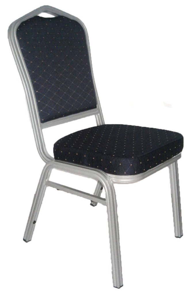 Banquet Chair, Blue with Silver Aluminium Frame