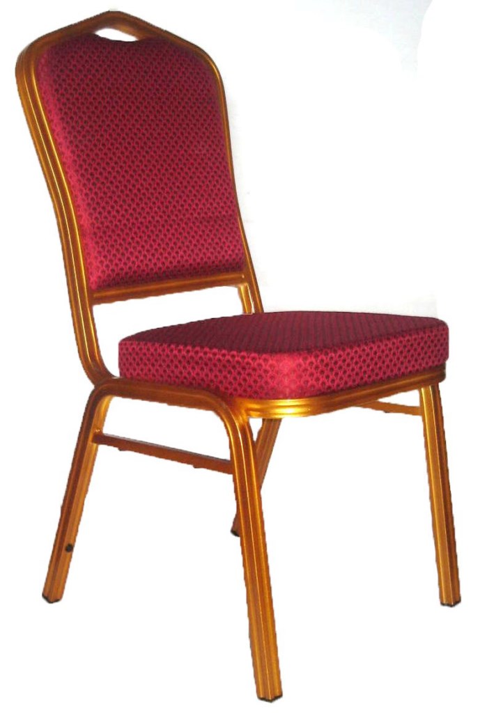 Banquet Chair, Red with Gold Aluminium Frame