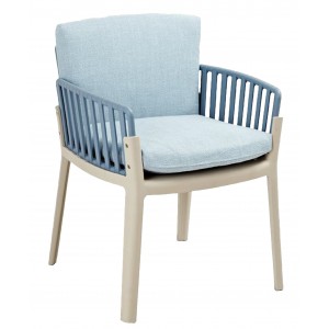 Kurt Polypropylene Arm Chair with Cushions - Blue