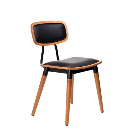 Felix Chair-Black PU Seat-Lancaster Oak-Black Frame